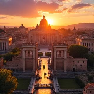 Veduta sui Fori Imperiali e il Cupolone